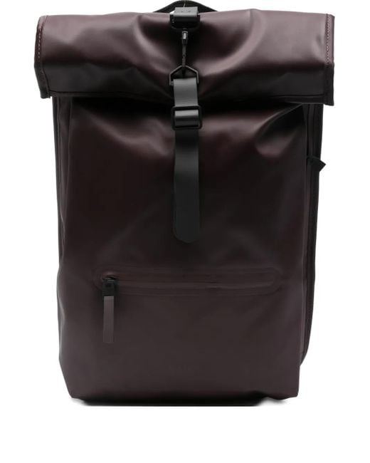 Rains Black Roll-Top Backpack for men