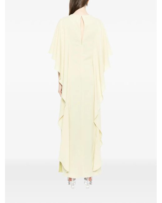 Amsale White Pebble Crepe Maxi Dress