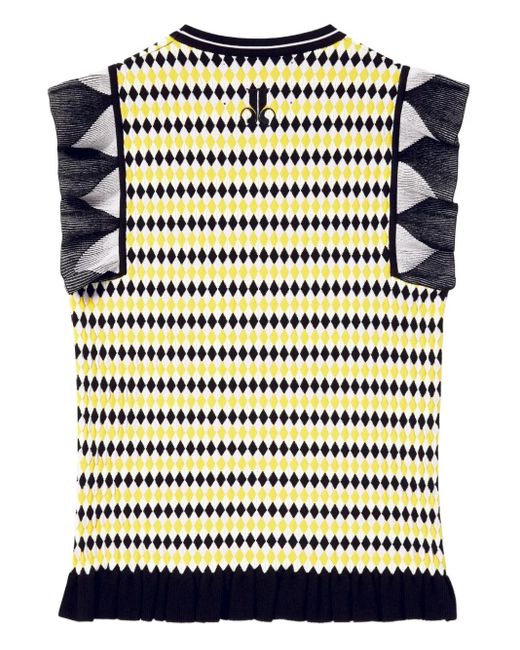 LaDoubleJ Black Checkers Ruffled Short-Sleeve Top