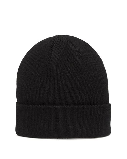 Samsøe & Samsøe Black Logo-Patch Ribbed Beanie