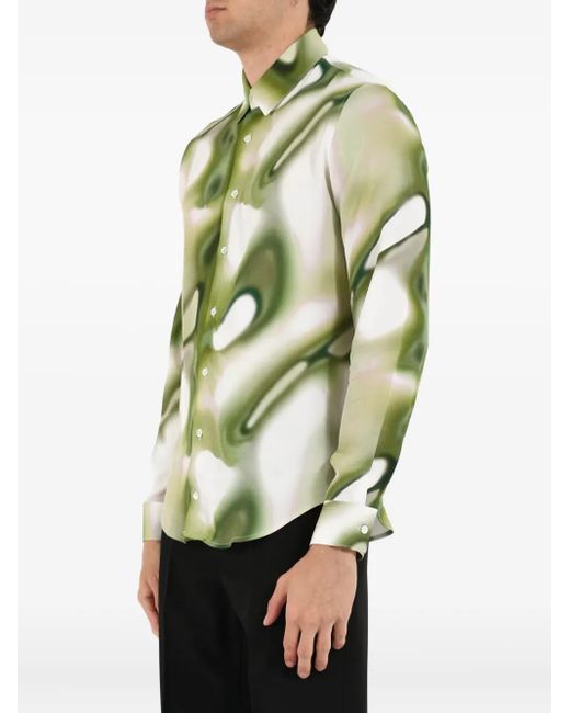 Patrizia Pepe Green Abstract-Print Shirt for men