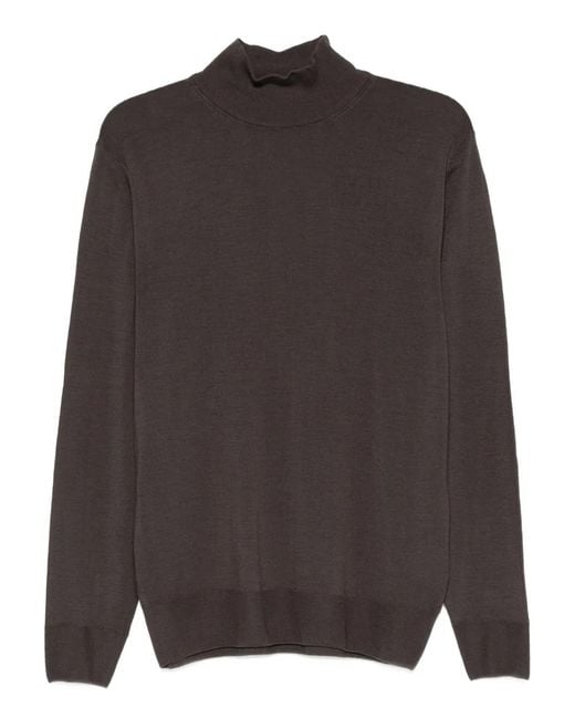Canali Gray High-Neck Wool Sweater for men
