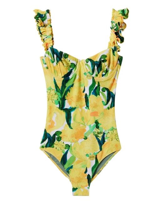 LaDoubleJ Green Floral Swimsuit