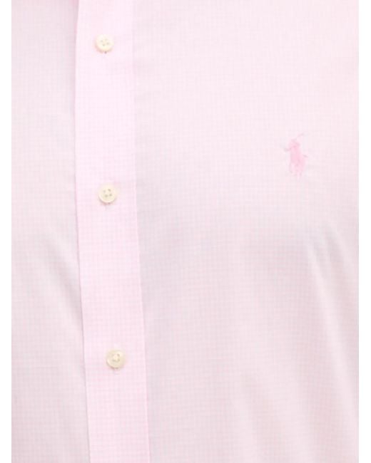 Polo Ralph Lauren Pink Buttoned Logo-Embroidered Shirt for men