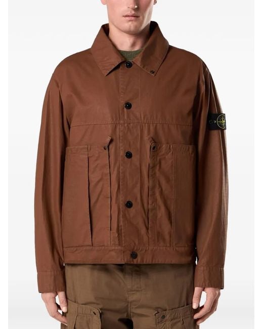 Stone Island Brown Button Patch Jacket for men
