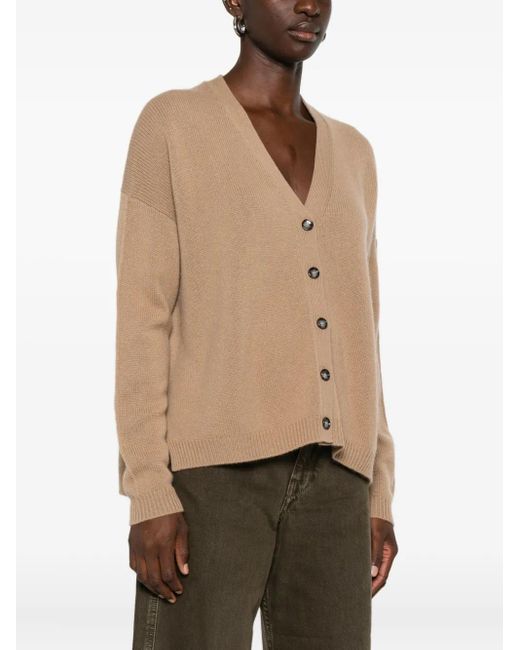 Allude Natural Button-Front Cashmere Cardigan