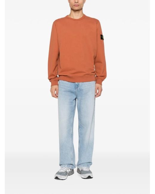 Stone Island Orange Compass Patch Crew-Neck Sweater for men