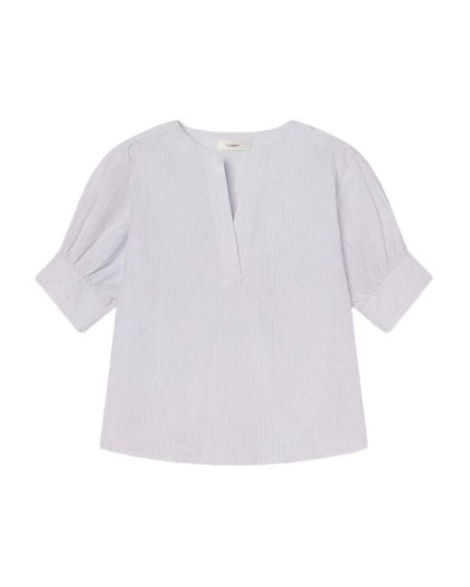 FRAME White Puff-Sleeve Striped Top