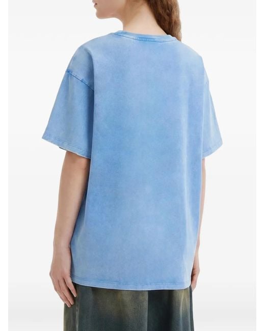 Mini Cream Blue Graphic-Print T-Shirt
