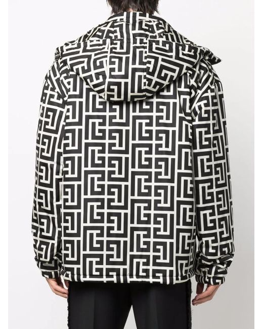 Balmain Black Logo-Print Padded Jacket for men