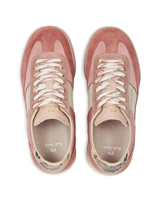 Paul Smith Pink Dover Snakeskin-Effect Panelled Sneakers