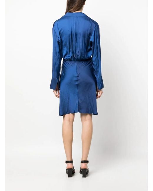 Zadig & Voltaire Blue Rozo Twisted V-Neck Midi Dress
