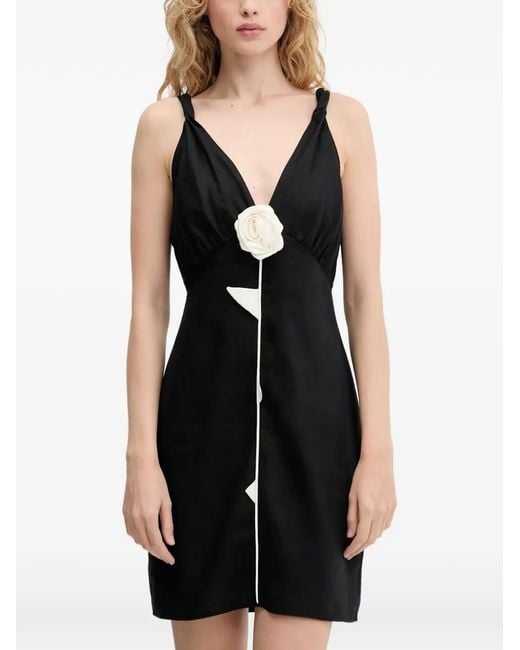 Farm Rio Black Rose V-Neck Mini Dress