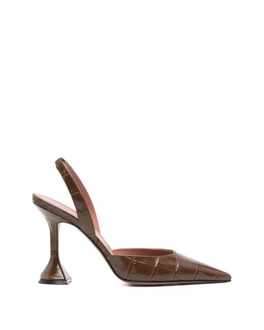 AMINA MUADDI White Holli Croc-Effect Pumps