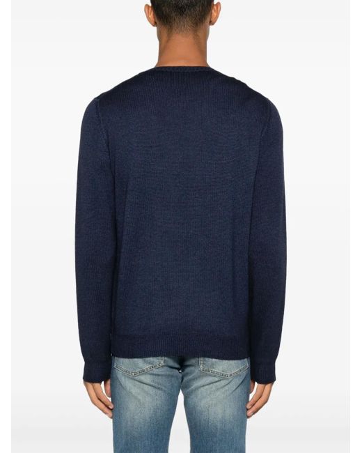 Fedeli Blue Merino-Wool Sweater for men