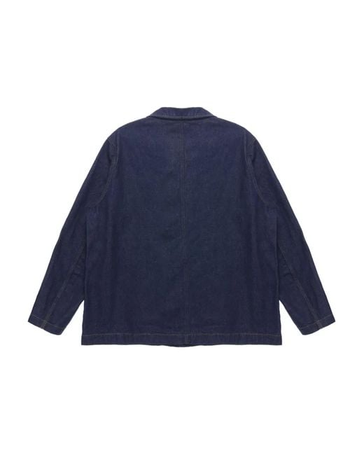 Studio Nicholson Blue Crinkle Denim Jacket for men