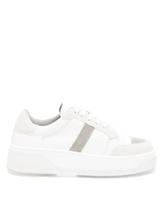 Fabiana Filippi White Glitter-Detail Low-Top Sneakers