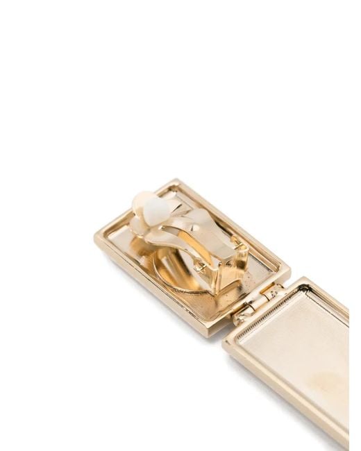N°21 White Rectangular Earrings