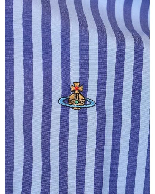 Vivienne Westwood Blue Striped Buttoned Shirt for men