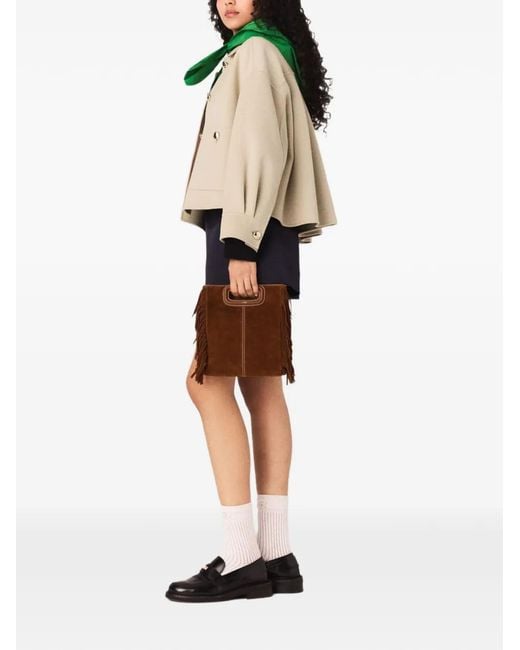 Maje Natural Veste Courte En Laine À Dos Plissé