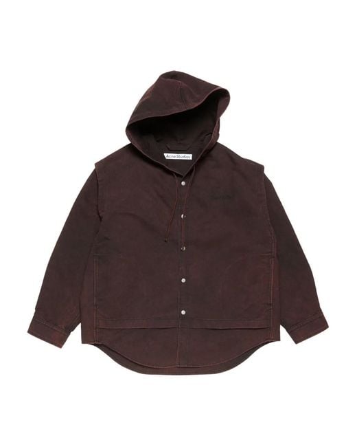 Acne Brown Hooded Organic Cotton Jacket for men