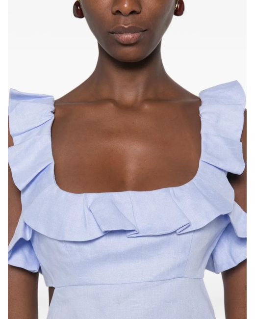 Zimmermann Blue Ruffled Cut-Out Mini Dress