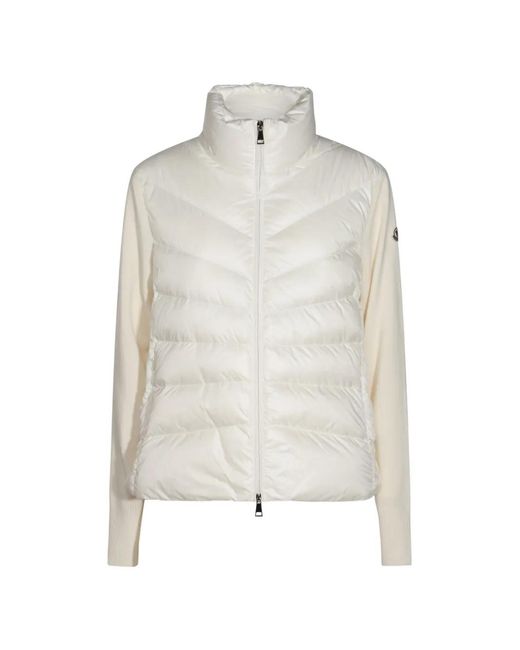 Moncler White Padded Wool Zip-Up Cardigan