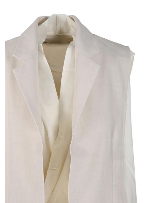 Litkovskaya White Notched-Lapel Sleeveless Jacket