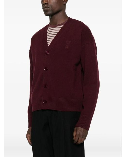 AMI Embroidered Button Cardigan for men