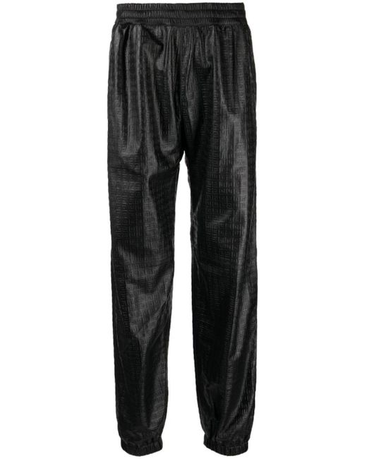 Givenchy Black Embossed-4g Pattern Leather Trousers for men