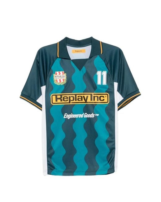 Polo Con Logo Estampado Replay de color Blue