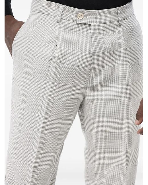 Brunello Cucinelli Gray Pantalon Plissé À Carreaux for men