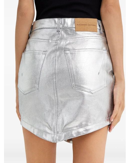Alexandre Vauthier White Asymmetric-Denim Mini Skirt