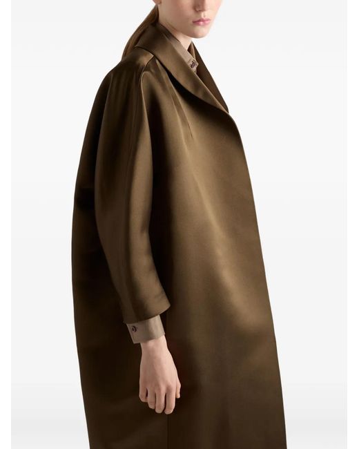 Prada Brown Single-Breasted Double Satin Coat