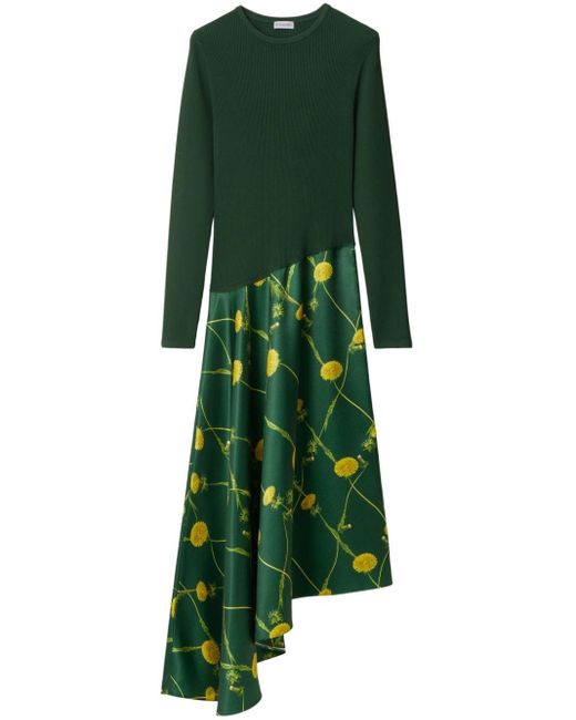 Burberry Green Dandelion Asymmetric-skirt Dress