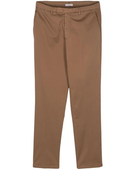 Boglioli Brown Pressed-Crease Straight-Leg Trousers for men