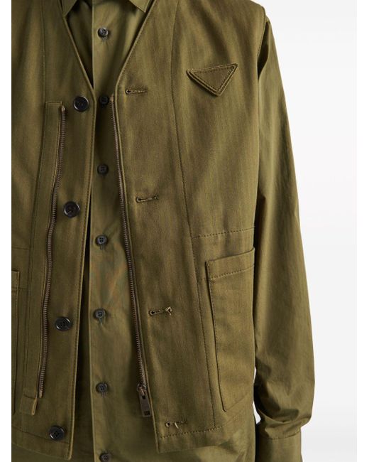 Prada Green Button-front Cotton Vest for men