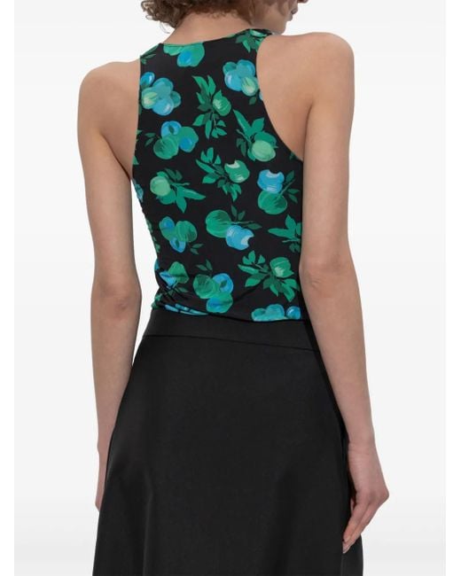 Coperni Green Floral-Print Bodysuit