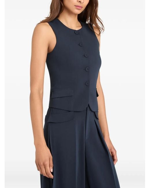Cinq À Sept Blue Winora Button-Front Sleeveless Vest