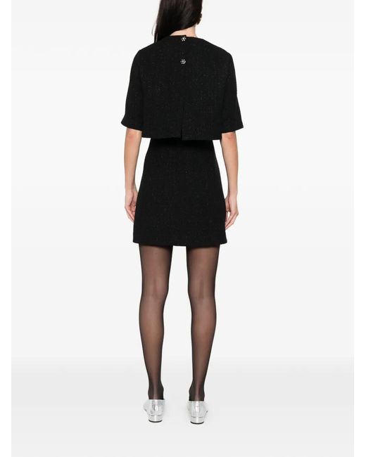 Maje Black Buttoned Tweed Mini Dress