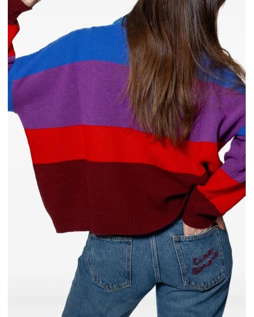 Giada Benincasa Stripe-Pattern Embroidered-Logo Sweater