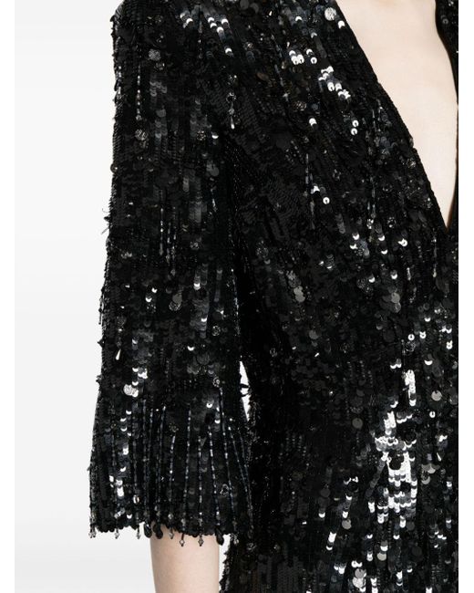 Jenny Packham Black Embellished Narelle Gown