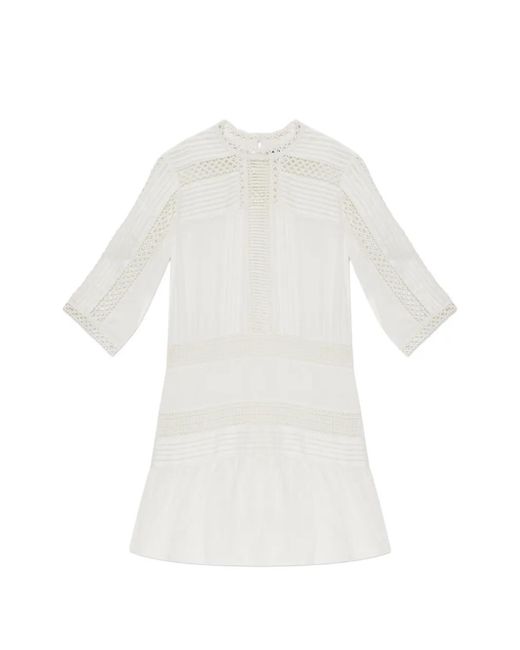 Isabel Marant White Paigee Crochet-Knit Panelled Mini Dress