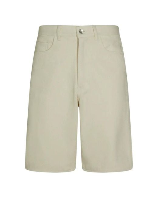 Auralee White Silk Denim Shorts for men