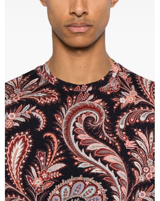 Etro T-Shirt Met Paisley-Print in het Pink voor heren