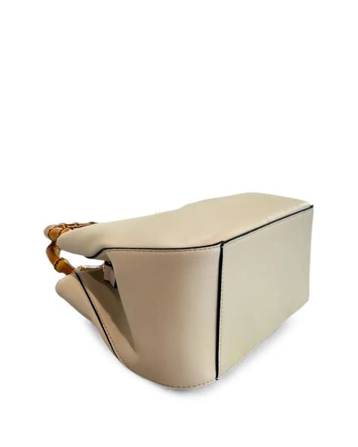 Twinset Metallic Bamboo-Handle Grained Tote Bag