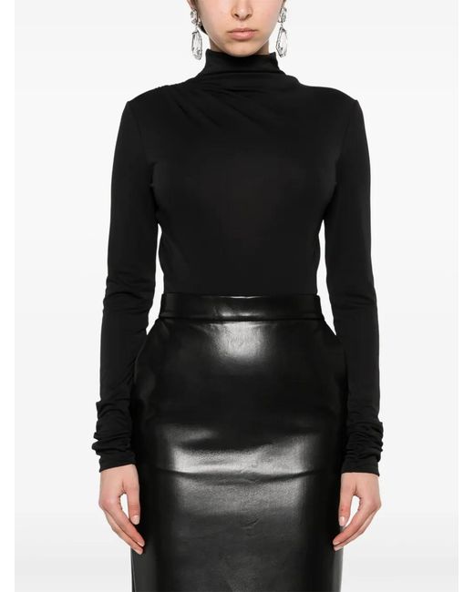 ANDAMANE Black Open-Back Bodysuit
