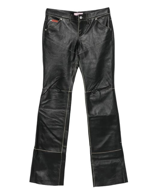 Martine Rose Gray Panelled Leather Trousers