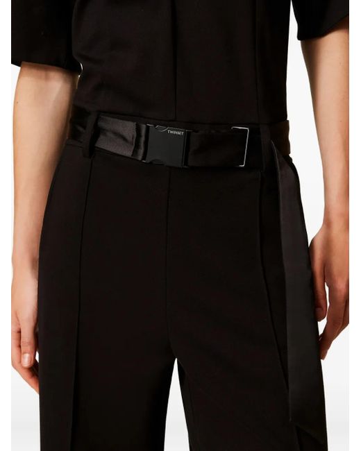 Twinset Black Buckle-Fastening V-Neck Jumpsuit