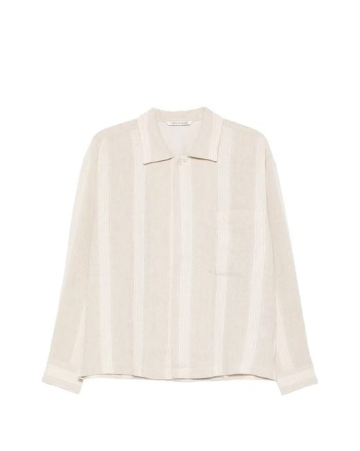 A Kind Of Guise White Rumba Striped Pocket Shirt for men